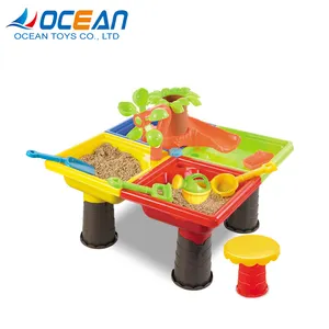 의자를 가진 아이를 위한 놀이 재미 4 사각 플라스틱 모래 그리고 물 테이블