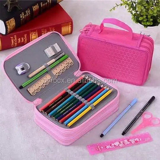 72 Holes 4 Layers Pen Pencil Case / Travel Cosmetic Brush Makeup Storage Bag / Stationary Pouch Bag