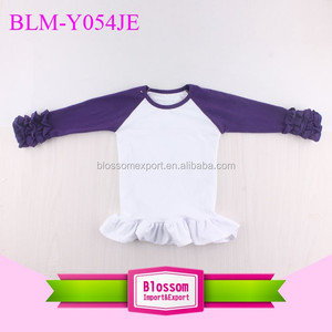 Moda caliente EE. UU. Por encargo de los niños glaseado Ruffle Raglan camisas algodón 3/4 camisetas en blanco niños cuerpo blanco Raglan bebé Gir niños - Product Image 6
