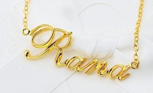 <span class=keywords><strong>Collana</strong></span> di Tendenza alla Moda 2016 <span class=keywords><strong>in</strong></span> <span class=keywords><strong>Argento</strong></span> con Lettere Personalizzate, <span class=keywords><strong>Nome</strong></span> Inciso e Diamanti CZ, Gioiello su Misura Regalo per la Mamma - Product Image 4