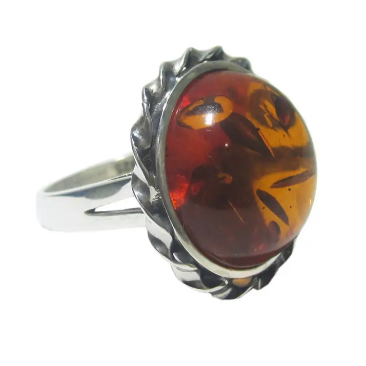 Beadsnice ID 28360 925 sterling natural amber jewellery silver rings for men