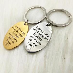 Porte-clés soeurs côte à côte ou Miles <span class=keywords><strong>Apart</strong></span> Sisters Close at Heart Amitié Cadeaux Porte-clés porte-clés en acier inoxydable - Product Image 2