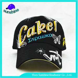 El Último Diseño elegante Bordado 3d Sombrero Al Aire Libre de Cristal de Encargo 100 Algodón Gorras de Béisbol - Product Image 1
