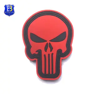 3D Skull Logo Badge Flag Rubber Soft PVC cloth patch