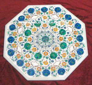 Mesa de mármol con incrustación de piedra Dura, mesa de café - Product Image 1