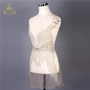 Apliques de novia cosidos hechos a mano a la moda de Pari, cuentas con forma Floral, decoraciones para vestido de novia, tipo de parche - Product Image 6