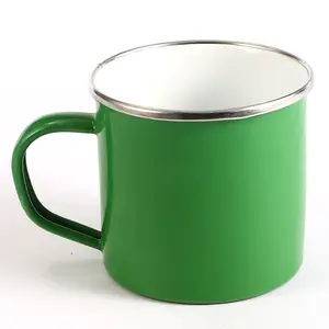 Wholesale Printing logo Coffee cup enamel mug Tea drinking mugs with handgrip