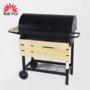 Garden Smoker Outdoor <strong>Barrel</strong> Barbecue Grill Charcoal Grill <strong>Bbq</strong> With Wooden Folding Side Table - Product Image 3