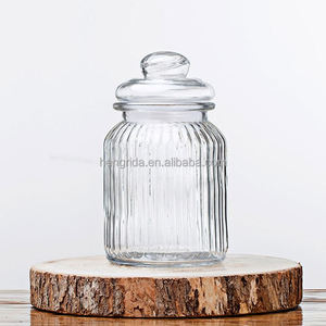 glass Elements Iconic Ribbed and Knob Topped Clear Glass Kitchen Storage Jars with Air Tight Seals