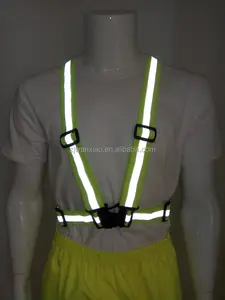 Fluo Hi Vis Elastic Adjustable Reflective Belt Running Bicycle Safety Vest With Buckle Belt Vest