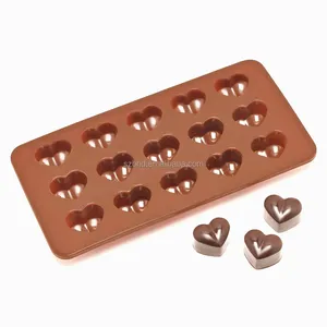 Moldes de Chocolate en forma de corazón de alta calidad, molde de silicona de 15 cavidades para dulces