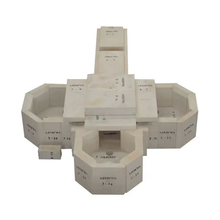 제조 업체 생산 내화 융합 지르코니아 커런덤 벽돌 Azs 지르코늄 커런덤 벽돌 산업 킬른 //