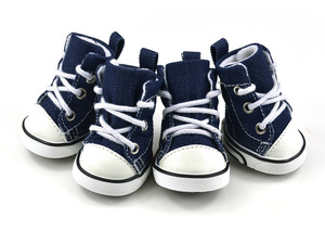 New Outdoor Non Slip Lace up Canvas Denim Blue Pet <strong>Dog</strong> <strong>Shoes</strong> - Product Image 2