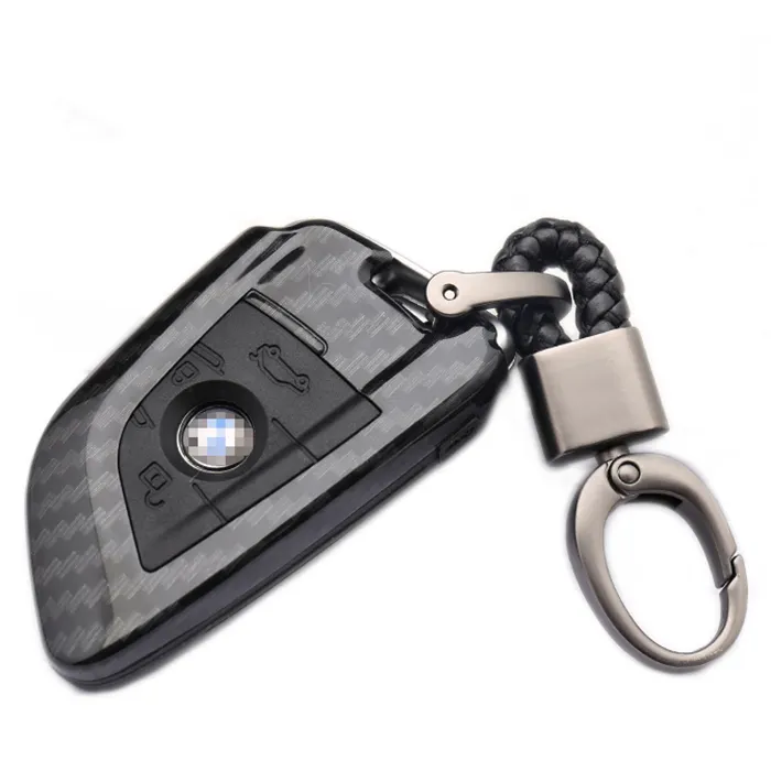 ABS karbon silikon araba anahtarı kapağı kutu için BMW X1 X5 X6 F15 F16 F48 BMW 1/2 serisi tuşları koruma çantası zinciri FOB