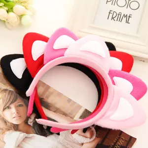 New Korean wholesale cheap fashion cute and lovely good quality multi color plush cat ears headband for baby girl