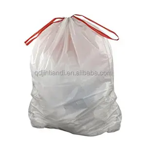 Heavy duty biodegradable black white polyester drawstring garbage bags plastic trash bags