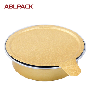 ABLPACK Folha De Alumínio Descartável Mini Placas 35ml 1.2oz Gold Sauce Jar Vedação Folha De Alumínio Recipiente Bolo Copo com Folha Tampa