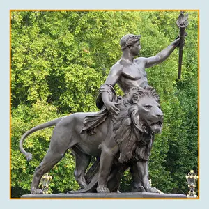تمثال أسد برونزي عتيق كبير ، قوالب حيوانات ، حديقة خارجية ، بيع