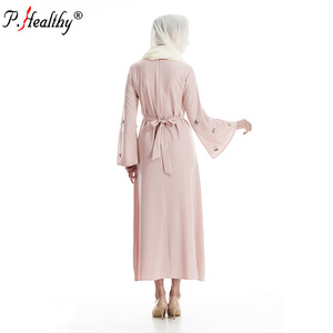 Paillettes brûlure doux rose en mousseline de soie longue dames femmes musulmanes robe photos <span class=keywords><strong>hijab</strong></span> robe - Product Image 6