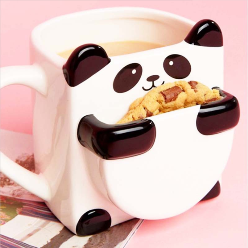 UCHOME Panda Hug Ceramic Coffee Mug - Includes Cookie or Biscuit Holder