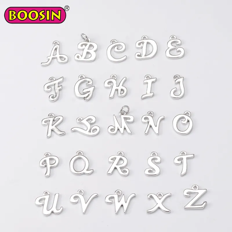 Çinko alaşım gümüş mektup ilk charms sermaye alfabe charm kolye takı yapımı için