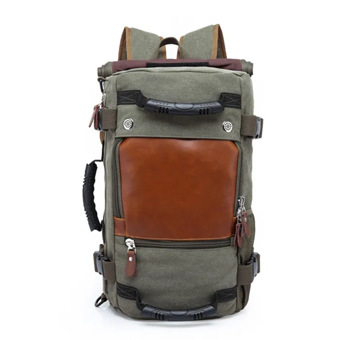 Multifunctional High Capacity Outdoor Sports Travel Duffel Bag Vintage Men Leather Large Canvas Travel Laptop Backpack Wholesale