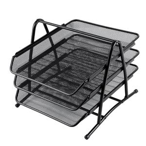 Office 3 Layer Desk Table Iron Mesh Desktop File Organizer METAL Stackable Folding A4 Document <strong>Letter</strong> File <strong>Tray</strong> - Product Image 1