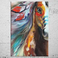 באיכות גבוהה רושם סוס ציור שמן על בד פופ בעבודת יד הודי סוס קיר ציור אמנות לסלון קישוט