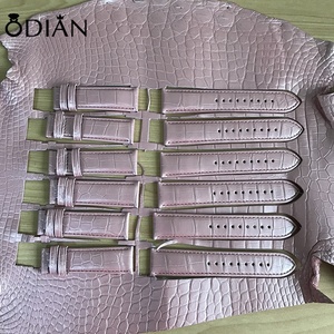 Bracelet <span class=keywords><strong>de</strong></span> montre pour hommes et femmes, en cuir <span class=keywords><strong>de</strong></span> <span class=keywords><strong>lézard</strong></span>, haut <span class=keywords><strong>de</strong></span> gamme, fait à la main, noir, marron, noir et rose, 20mm, - Product Image 3