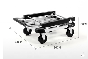 150Kg Aluminium 4 Roda <span class=keywords><strong>Flatbed</strong></span> Lipat Troli Portabel Tarik Kecil Truk Tangan Platform Konvertibel Aluminium