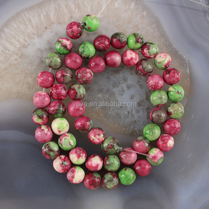 หินแจสเปอร์รูปทรงกลมเรียบ รุ่น RF0208-15 ลายดอกไม้ฝน ลูกปัดหินลายดอกไม้ฝน สำหรับทำเครื่องประดับ DIY - Product Image 5