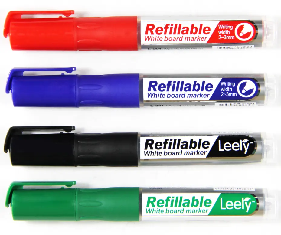 Dry erasable refillable white board marker with the ink cartridge