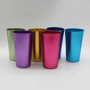 Copos de alumínio coloridos 16oz, conjunto de 6 copos estilo vintage de metal colorido sem bpa de alumínio