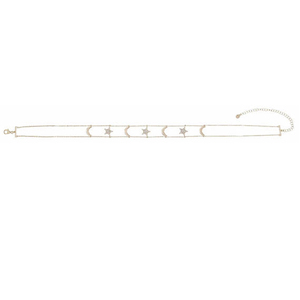 القمر نجمة سحر حساسة سلسلة مزدوجة المختنق تمهيد واضح تشيكوسلوفاكيا الإثارة أنيقة أزياء النساء عيد الميلاد الذهب القمر ستار قلادة - Product Image 2