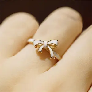 Charming Lady Bowknot Nhẫn 925 Sterling Silver Đảng Wedding Ban Nhạc Nhẫn Cho Phụ Nữ Bạn Gái Tuyên Bố Trang Sức Quà Tặng