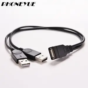 39CM A 1 Female to 2 Dual USB Male Data Hub Power Adapter Y Splitter USB Charging Power Cable Cord Extension Cable