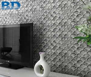 Vintage lamina d'argento antico barocca cucina <span class=keywords><strong>Splashback</strong></span> Fishscale di vetro mosaico per la parete interna con la caratteristica di Parquet - Product Image 2