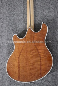 Chitarra Elettrica Jazz Weifang Rebon a 6 Corde con Doppio Foro a F in Acero Fiammato - Product Image 6