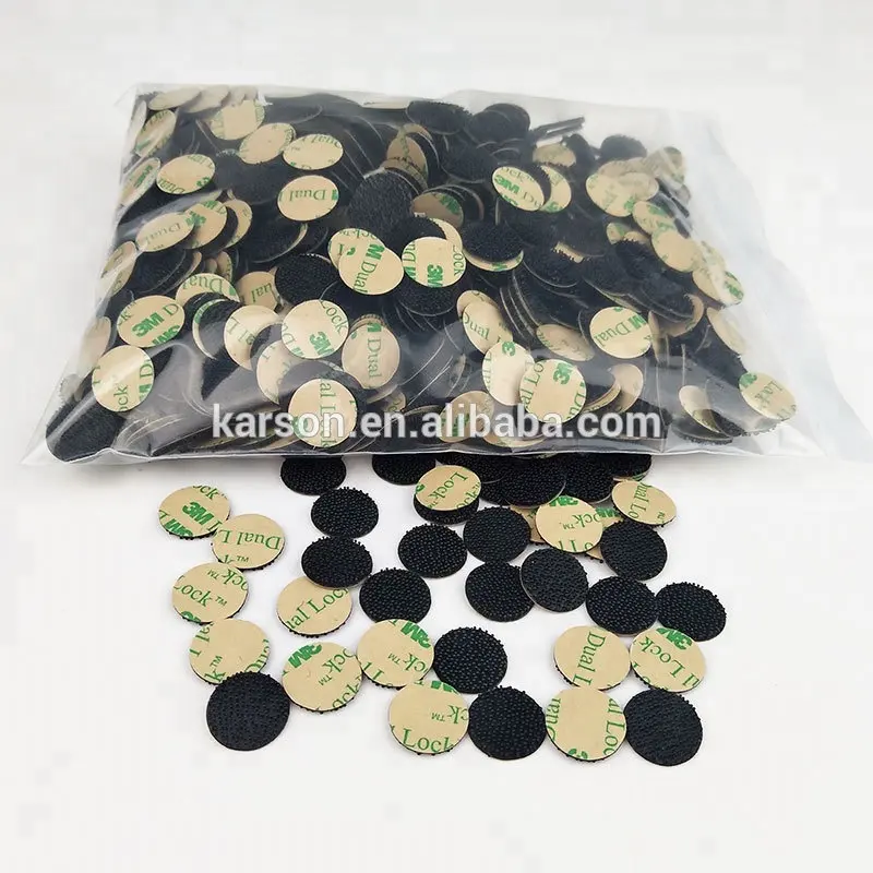 3000 Buah Ukuran Khusus Bentuk 15Mm Lingkaran 3M Hitam Dual Lock SJ4575 Pengencang Sederhana Dapat Ditutup Kembali