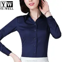 Camisa formal de manga larga para mujer, ropa de negocios, para oficina, color sólido