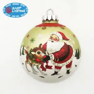 100mm palla Di Natale con la luce del LED, albero di Natale ornamento con mini interno 3D scena di vetro della sfera rotonda