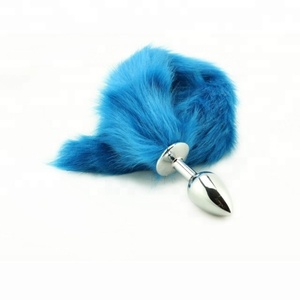 Azul rosca de tornillo de acero inoxidable de cola de zorro enchufe trasero Anal Cosplay ano dilatador - Product Image 2