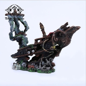 China al por <span class=keywords><strong>mayor</strong></span> <span class=keywords><strong>de</strong></span> color personalizado pintado decorativo resina Castillo barco decoración del acuario - Product Image 3