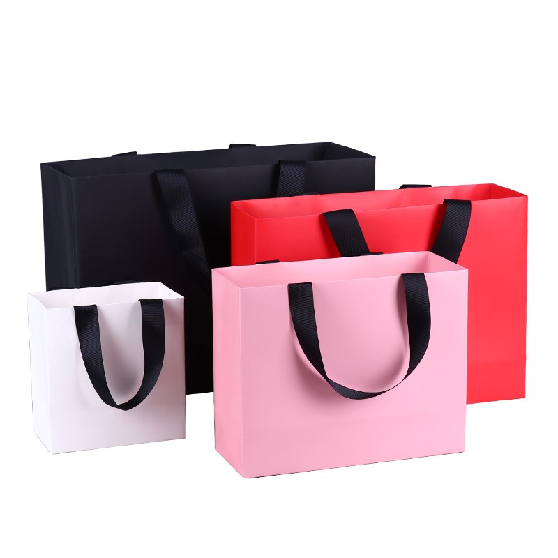 Custom High Quality Paper Small/big Paper Bags Packaging, Eco-friendly Shopping Paper Bag With Ribbon