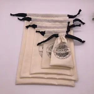 Großhandel Eco Musselin Baumwolle Leinen Geschenk verpackung Beutel Custom ized Organic Cotton Draw string Bag