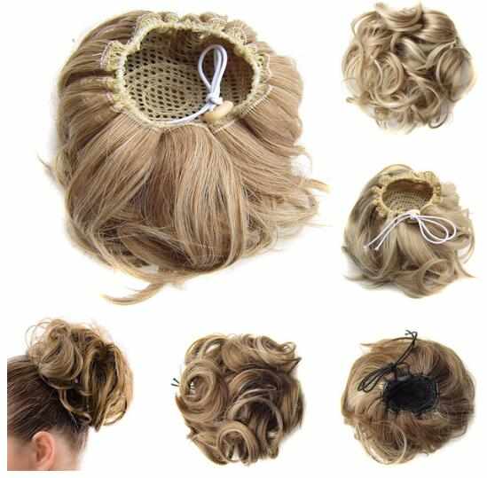 DEKEY Sintetica Ricci Chignon delle Donne Elastico Dei Capelli del Panino Coulisse Clip In Capelli della Ciambella Dei Capelli Panini 60 g/pz