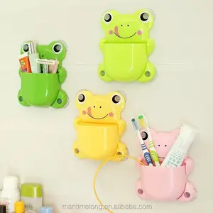 Lovely Cartoon Frog Pattern Design Toothbrush Sucker Holders Stand Stationery Wall Stick