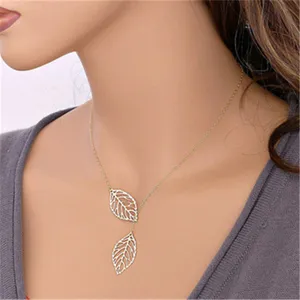 New fashion golden hollow leaves leaves female charm jewelry necklace clavicle chain