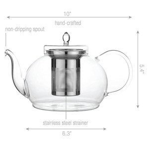 Tea Services <strong>Teapot</strong> Polo 45 Oz and <strong>Glass</strong> Tea Warmer Wave Large <strong>Glass</strong> <strong>Teapot</strong> <strong>With</strong> <strong>Infuser</strong> - Product Image 4