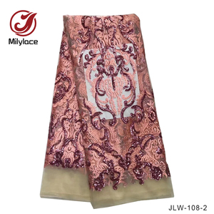 2021 en gros Sequin tissu dentelle africaine <span class=keywords><strong>tissus</strong></span> français paillettes broderie dentelle tissu - Product Image 3